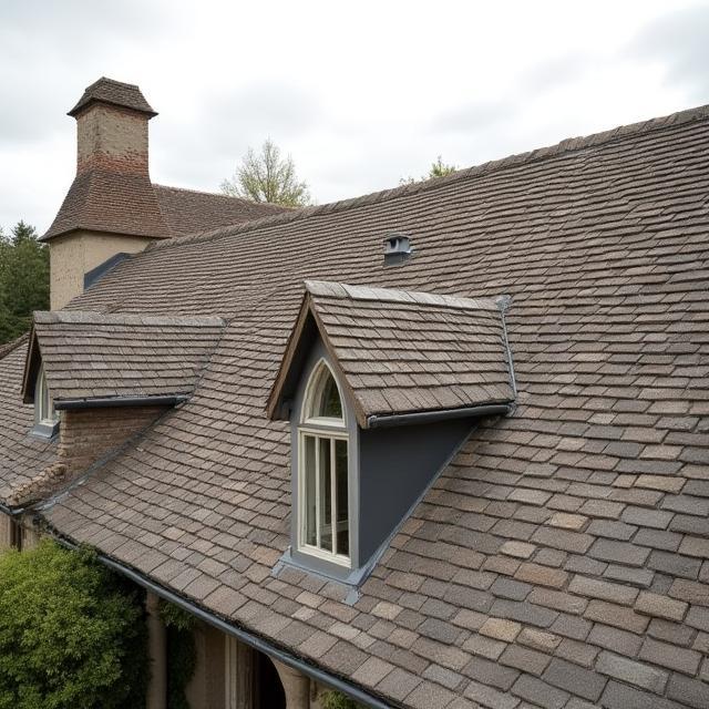 Toiture restaurée du Manoir de La Borie